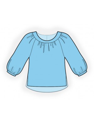 2353 Bluse med rynker og raglan. Symønster foto