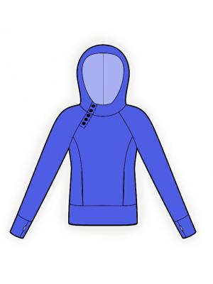 4097 Hoodie med knapper. Symønster foto