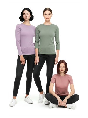 5638 Basis jersey t-shirt med rund halslinje. Symønster foto