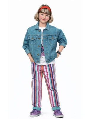 7006 Klassisk denim-jakke til børn. Symønster foto