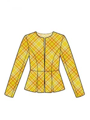 Jakke med læg og figursyet peplum – PDF mønster til syning.