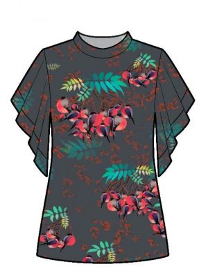 Bluse med chiffonærmer – snitmønster, PDF symønster til download, DIY syprojekt.