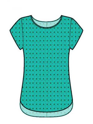 Bluse T-shirt med rund hals og lynlås – DIY syprojekt, PDF symønster til download.