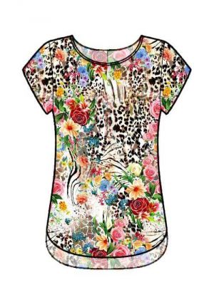 Bluse T-shirt med rund hals – digitalt symønster, PDF til download, DIY projekt.