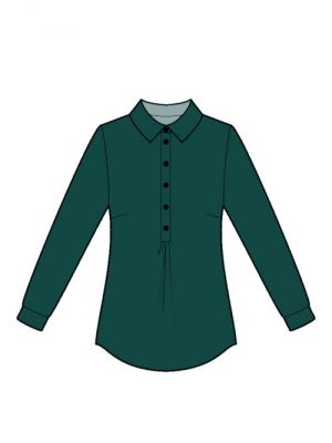 Symønster efter dine egne mål for bluse med poloknaplukning.