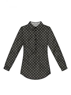 Digitalt symønster til syning af trendy bluse med poloknaplukning.