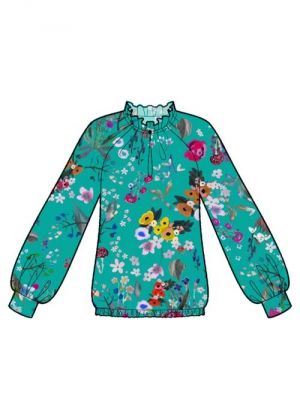 DIY syprojekt, digitalt symønster, bluse med raglanærmer og rynker.