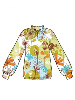 Kreer dit mønster, bluse med rynker og lange ærmer, moderne sydesign.