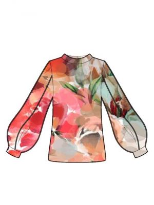 Digitalt symønster for bluse med ståkrave, PDF til download, DIY syprojekt.