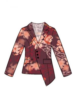 Elektronisk mønster til syning af unik asymmetrisk blazer.