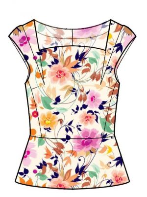 Elektronisk mønster til syning, top med peplum, sy-inspiration.