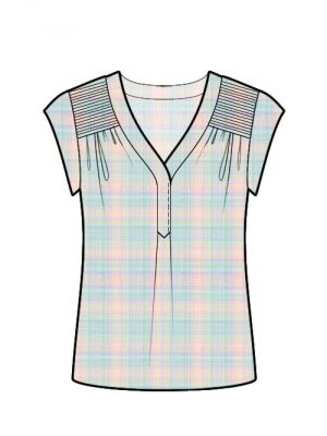 DIY syprojekt Bluse med V-hals og lægget bærestykke.