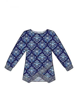 Elektronisk mønster, design din egen bluse med lange ærmer og kontrastkant.