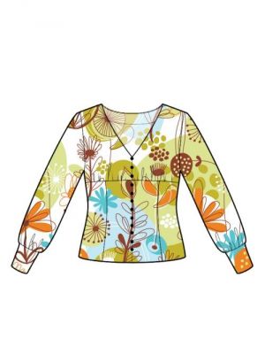 Symønster for moderne DIY bluse med knaplukning.