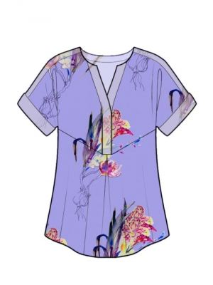 Symønster for moderne DIY bluse med V-hals.