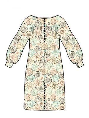 PDF symønster til download, DIY kjole med lange raglanærmer.