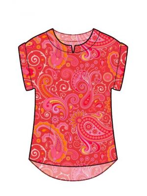 Symønster for moderne DIY bluse-t-shirt.