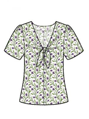 PDF symønster til download, DIY bluse med bindelukning.