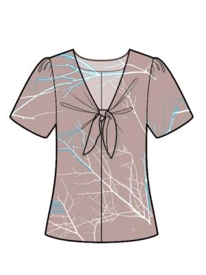 Symønster for moderne DIY bluse med bindelukning.