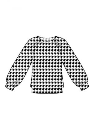 Digitalt symønster for sweatshirt med draperede ærmer.