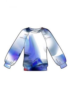 PDF symønster til download, DIY sweatshirt med draperede ærmer.
