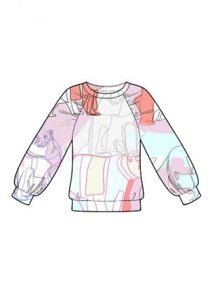 Syinspiration for sweatshirt med draperede ærmer.