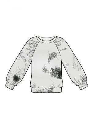 Sy din egen sweatshirt med draperede ærmer, PDF mønster tilgængeligt.