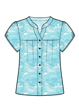 PDF symønster til download, DIY bluse af chiffon med knaplukning.