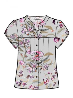 Download mønster, sy en tilpasset chiffon bluse med korte ærmer.