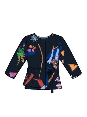 PDF symønster til download, DIY jakke med peplum og bælte.