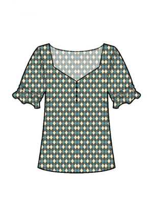 Kreer dit mønster Bluse med hjerteformet hals og korte ærmer.