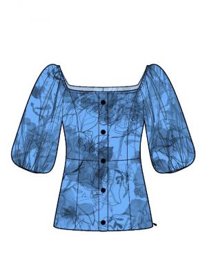 DIY syprojekt Elektronisk mønster for bluse med åben hals.