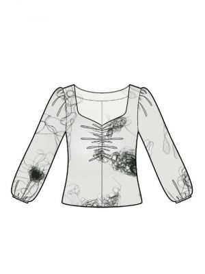 Inspirerende symønster for bluse med hjerteformet udskæring.