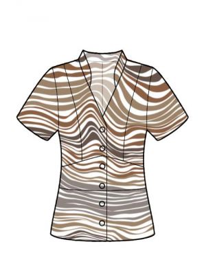 Bluse med flatterende V-hals og kinakrave.