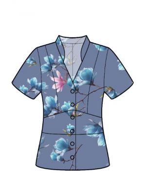 Elegant og moderne V-hals bluse med kinakrave.