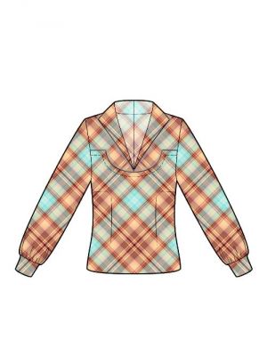 Start dit syprojekt med denne elegante langærmede bluse, mønster tilgængeligt online.