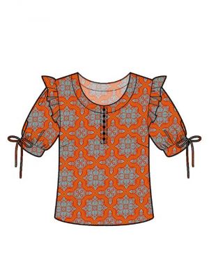 Kreer dit mønster, sy-inspiration for moderne designs – sy en bluse med flæse detaljer.