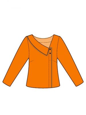 Snitmønster til syning – moderne bluse med asymmetrisk knaplukning.
