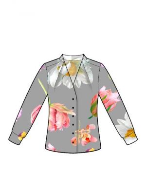 Kreer dit mønster, sy-inspiration for moderne designs – sy en bluse med ståkrave og knapper.