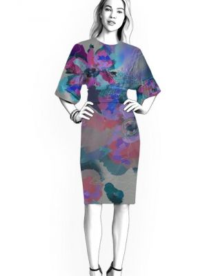 Digitalt symønster – elegant kjole med 3/4 ærmer til din garderobe.