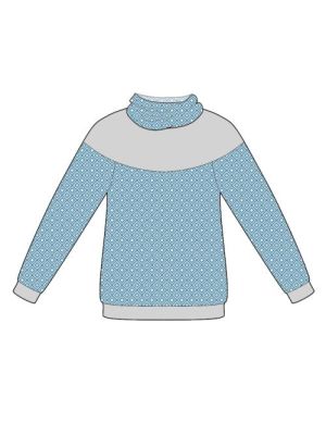 Sy selv sweatshirt 4811 med stor krave og kontrastbærestykke.