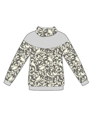 PDF symønster 4811 sweatshirt med stor krave og kontrastbærestykke til dame.