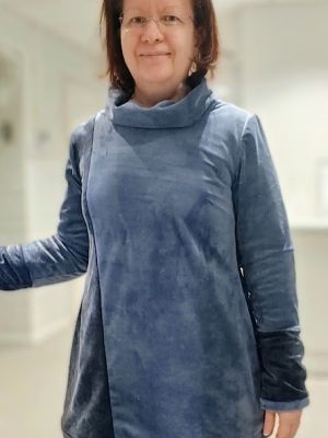 Blyantkjole asymmetrisk pynt tætsiddende silhuet PDF symønster