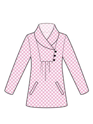 Sweater med sjalskrave og lommer, digitalt symønster PDF symønster til download.
