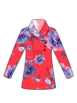 Sweater med sjalskrave og lommer, sy-selv PDF symønster.