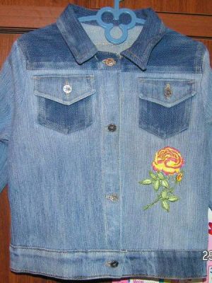 Detaljer af denim-jakke til børn – symønster 7006.