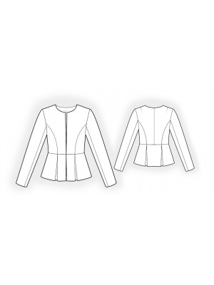 2034 Jakke med lægget peplum. Symønster teknisk tegning