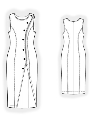 2925 Figursyet vestkjole med asymmetrisk lukning. Symønster teknisk tegning