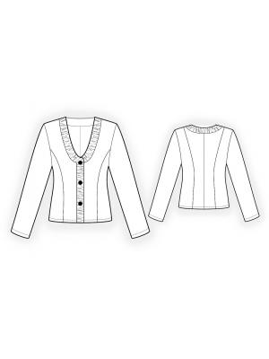 4122 Blazer med silk besætning teknisk tegning