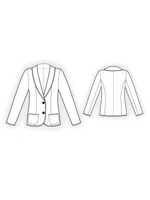 4466 Blazer i jersey med sjalskrave teknisk tegning